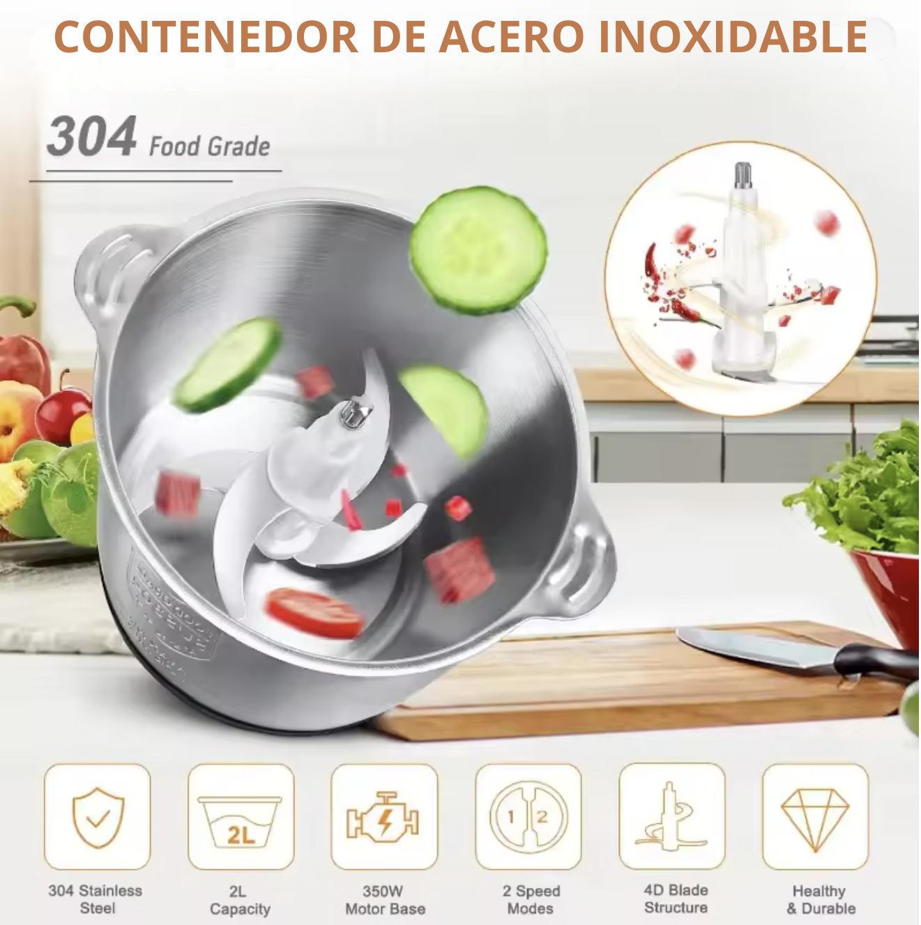 Picadora Eléctrica de 2 velocidades